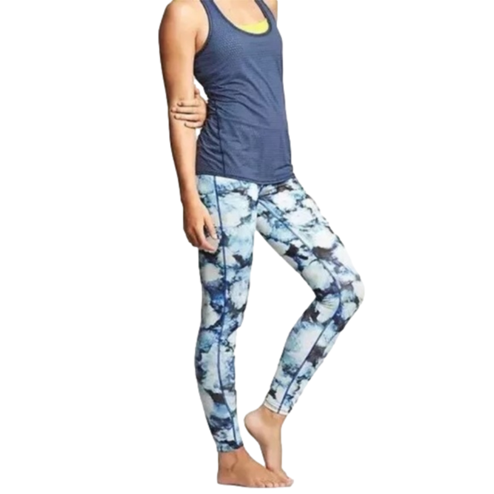 Athleta Blue Floral Crush Chaturanga Leggings